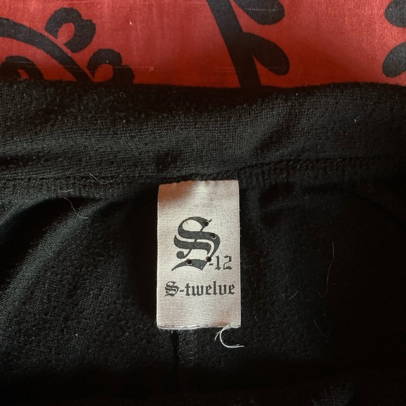 S Twelve Big Wide Flowy Black Yoga Pants w/ Fold Over Waist & Thick Fabric - Picture 2 of 3